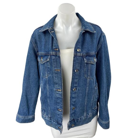 H&M Divided Women's Blue Button Down Long Sleeve Denim Jeans Coat Jacket Size S - Picture 1 of 4